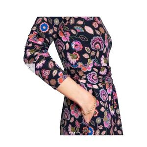 Boden Amelie Midi Dress Size US 14 Floral Jersey Knit Stretch Long Sleeves